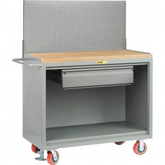 Little Giant - 3,600 Lb Capacity, 2 Shelf, 1 Drawer Mobile Bench Cabinet with Pegboard Panel - 53" Wide x 24" Deep x 43" High, Steel - Apex Tool & Supply