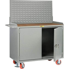Little Giant - 3,600 Lb Capacity, 2 Shelf, 2 Door Mobile Bench Cabinet with Louvered Panel - 53" Wide x 24" Deep x 43" High, Steel - Apex Tool & Supply