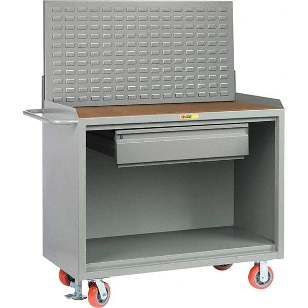 Little Giant - 3,600 Lb Capacity, 2 Shelf, 1 Drawer Mobile Bench Cabinet with Louvered Panel - 53" Wide x 24" Deep x 43" High, Steel - Apex Tool & Supply