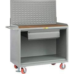 Little Giant - 3,600 Lb Capacity, 2 Shelf, 1 Drawer Mobile Bench Cabinet with Louvered Panel - 53" Wide x 24" Deep x 43" High, Steel - Apex Tool & Supply