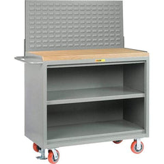 Little Giant - 3,600 Lb Capacity, 3 Shelf Mobile Bench Cabinet with Louvered Panel - 53" Wide x 24" Deep x 43" High, Steel - Apex Tool & Supply