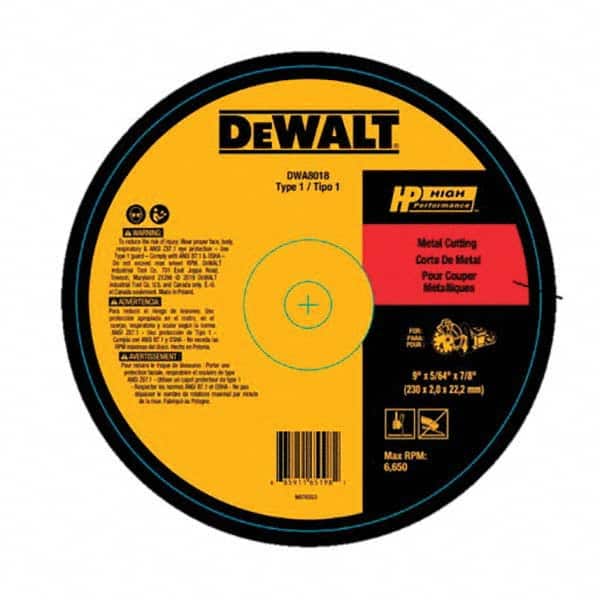 DeWALT - 9 x 5/64, 7/8" Hole Aluminum Oxide Cutoff Wheel - Apex Tool & Supply
