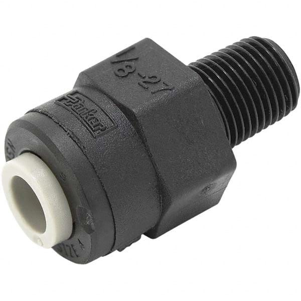 Parker - Plastic Push-To-Connect Tube Fittings Type: Male Connector Tube Outside Diameter (Inch): 3/8 x 1/4 - Apex Tool & Supply