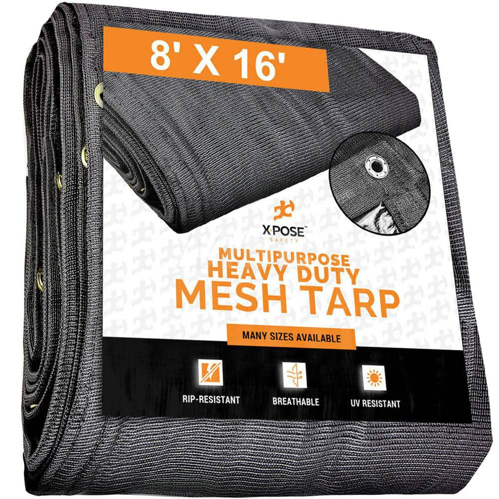 Tarp/Dust Cover: Black, Rectangle, Polyethylene, 16' Long x 8' Wide, 18 mil Polyethylene, Rectangle