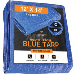 Tarp/Dust Cover: Blue, Rectangle, Polyethylene, 14' Long x 12' Wide, 5 mil Polyethylene, Rectangle