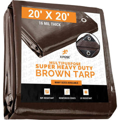 Tarp/Dust Cover: Brown, Rectangle, Polyethylene, 20' Long x 20' Wide, 16 mil Polyethylene, Rectangle