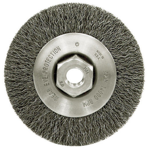 4″ Narrow Face Crimped Wire Wheel, .014″ Steel Fill, M14 × 2.0 Nut - Apex Tool & Supply