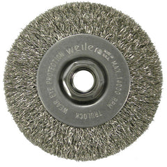 4″ Narrow Face Crimped Wire Wheel, .014″ Stainless Steel Fill, 5/8″-11 UNC Nut - Apex Tool & Supply