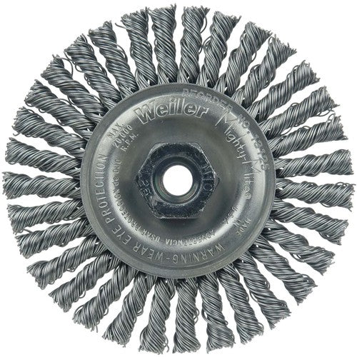4″ Diameter - MI0 × 1.25 Arbor Hole - Stringer Bead Twist Steel Wire Straight Wheel - Apex Tool & Supply