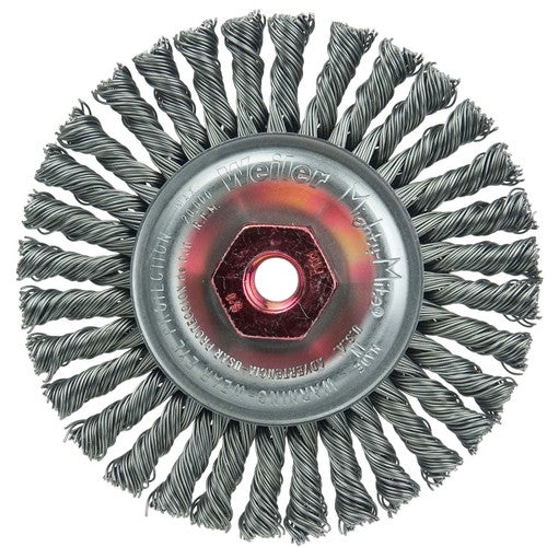 4″ Diameter - MI0 × 1.50 Arbor Hole - Stringer Bead Twist Steel Wire Straight Wheel - Apex Tool & Supply