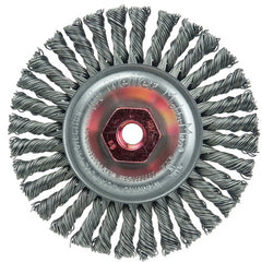 4″ Diameter - MI0 × 1.50 Arbor Hole - Stringer Bead Twist Steel Wire Straight Wheel - Apex Tool & Supply