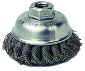 3-1/2" Diameter - M-10 x 1.50 Arbor Hole - Knot Steel Wire Cup Wheel - Apex Tool & Supply