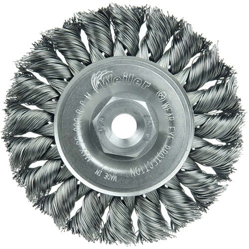 3″ Standard Twist Knot Wire Wheel, .014″ Steel Fill, 3/8″-24 UNF Nut - Apex Tool & Supply
