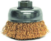 3" Crimped Wire Cup Brush - .020 Bronze; 5/8-11 A.H. - Non-Sparking Wire Wheel - Apex Tool & Supply