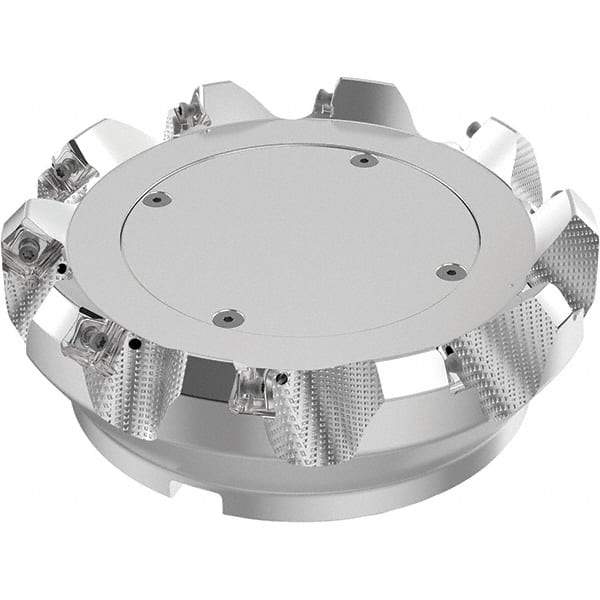 Seco - 6" Cut Diam, 2" Arbor Hole, 0.236" Max Depth of Cut, 48° Indexable Chamfer & Angle Face Mill - 10 Inserts, SN.. Insert, Right Hand Cut, 10 Flutes, Through Coolant, Series R220.54 - Apex Tool & Supply