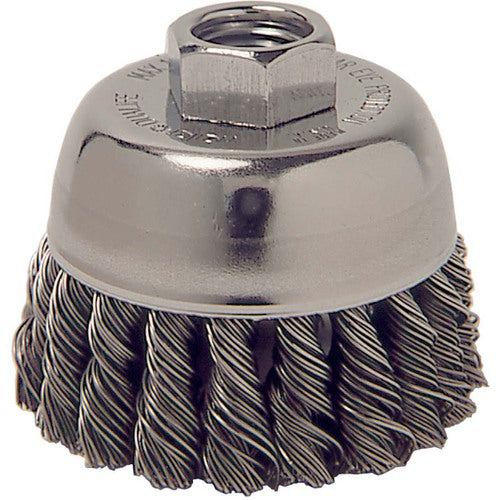 2-3/4″ Single Row Knot Wire Cup Brush, .020″ Steel Fill, M14 × 2.0 Nut - Apex Tool & Supply
