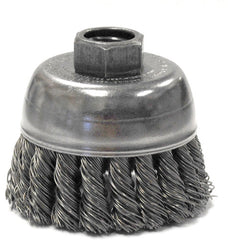 2-3/4″ Single Row Knot Wire Cup Brush, .020″ Steel Fill, 3/8″-24 UNF Nut - Apex Tool & Supply