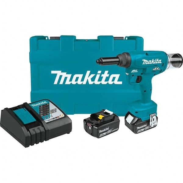 Makita - Cordless Riveters Fastener Type: Cordless Electric Riveter Closed End Rivet Capacity: All up to 1/4 - Apex Tool & Supply