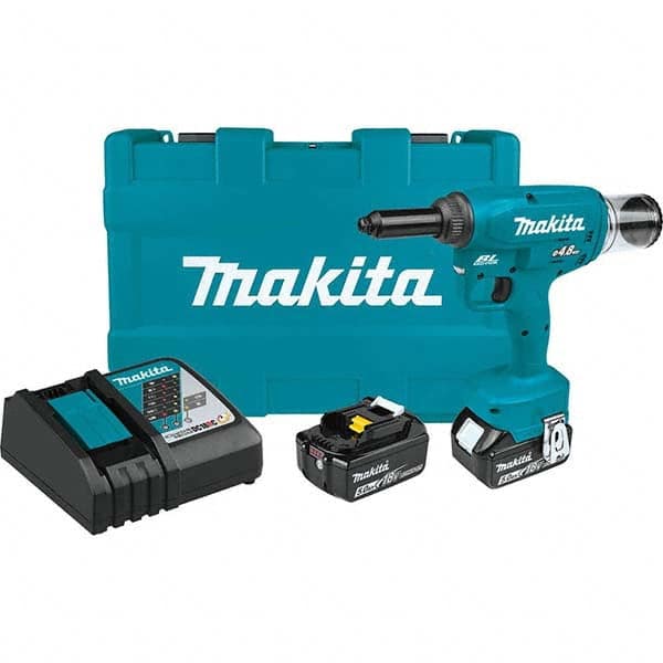 Makita - Cordless Riveters Fastener Type: Cordless Electric Riveter Closed End Rivet Capacity: All up to 3/16 - Apex Tool & Supply