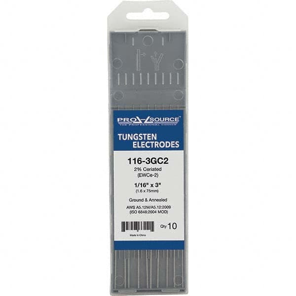 PRO-SOURCE - Tungsten Electrodes Type: 2% Ceriated Diameter (Inch): 1/16 - Apex Tool & Supply