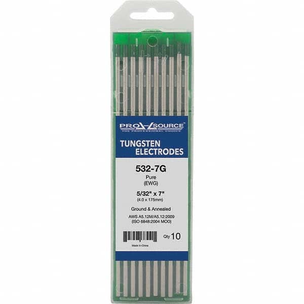 PRO-SOURCE - Tungsten Electrodes Type: Pure Diameter (Inch): 5/32 - Apex Tool & Supply