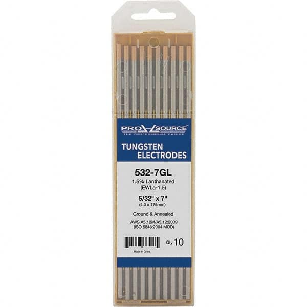 PRO-SOURCE - Tungsten Electrodes Type: 1.5% Lanthanated Diameter (Inch): 5/32 - Apex Tool & Supply