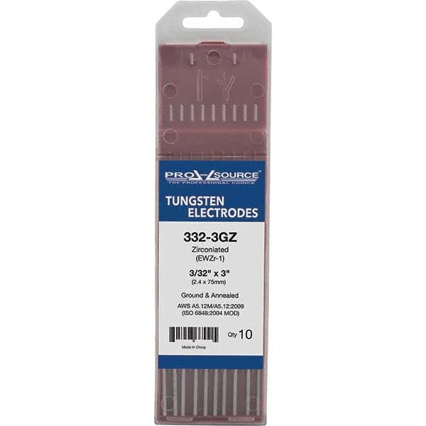 PRO-SOURCE - Tungsten Electrodes Type: Zirconiated Diameter (Inch): 3/32 - Apex Tool & Supply