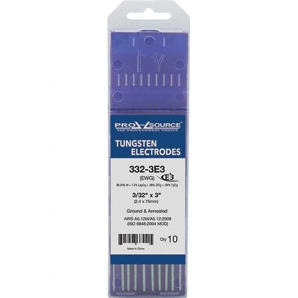 PRO-SOURCE - Tungsten Electrodes Type: E3 Diameter (Inch): 3/32 - Apex Tool & Supply