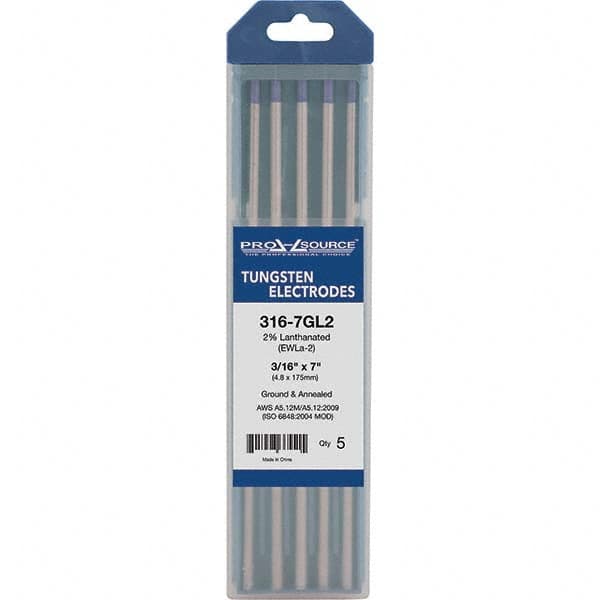 PRO-SOURCE - Tungsten Electrodes Type: 2% Lanthanated Diameter (Inch): 3/16 - Apex Tool & Supply