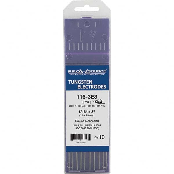 PRO-SOURCE - Tungsten Electrodes Type: E3 Diameter (Inch): 1/16 - Apex Tool & Supply