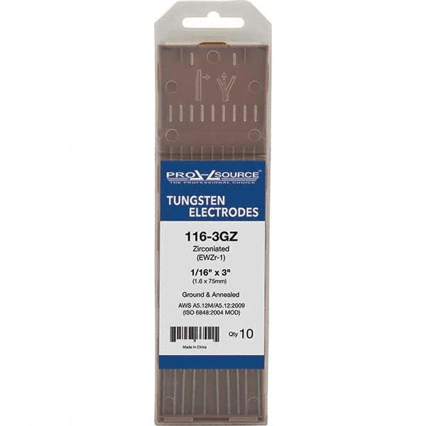 PRO-SOURCE - Tungsten Electrodes Type: Zirconiated Diameter (Inch): 1/16 - Apex Tool & Supply