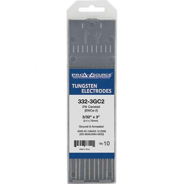 PRO-SOURCE - Tungsten Electrodes Type: 2% Ceriated Diameter (Inch): 3/32 - Apex Tool & Supply