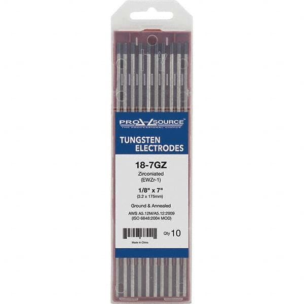 PRO-SOURCE - Tungsten Electrodes Type: Zirconiated Diameter (Inch): 1/8 - Apex Tool & Supply