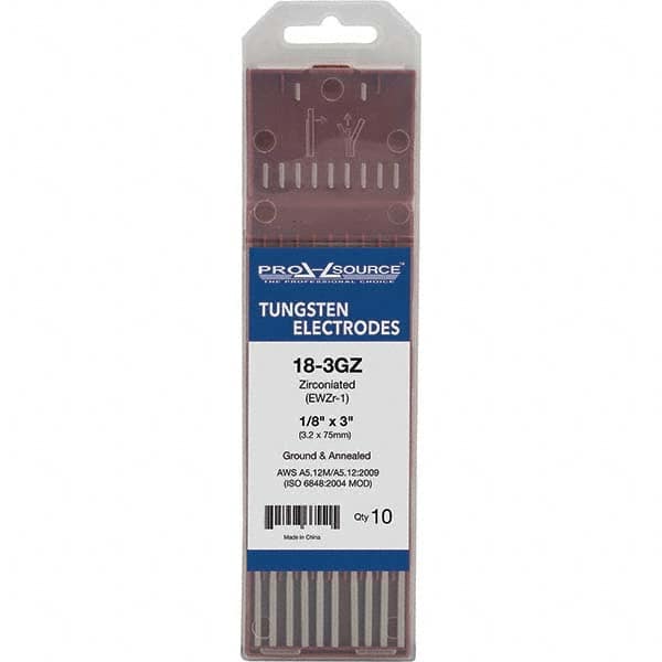 PRO-SOURCE - Tungsten Electrodes Type: Zirconiated Diameter (Inch): 1/8 - Apex Tool & Supply