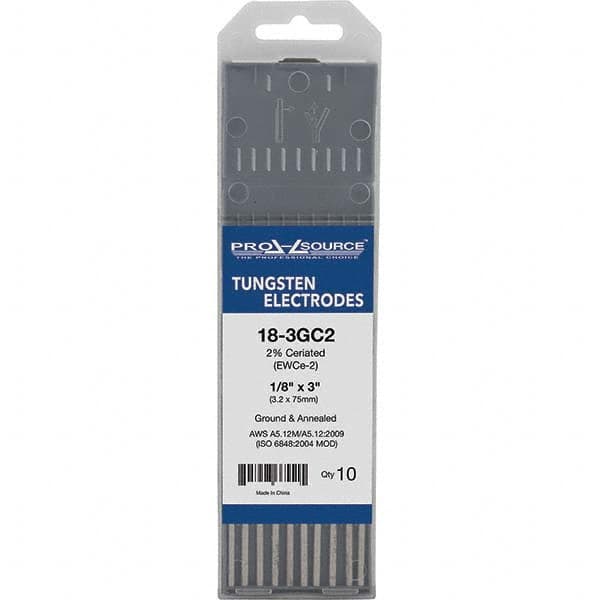PRO-SOURCE - Tungsten Electrodes Type: 2% Ceriated Diameter (Inch): 1/8 - Apex Tool & Supply