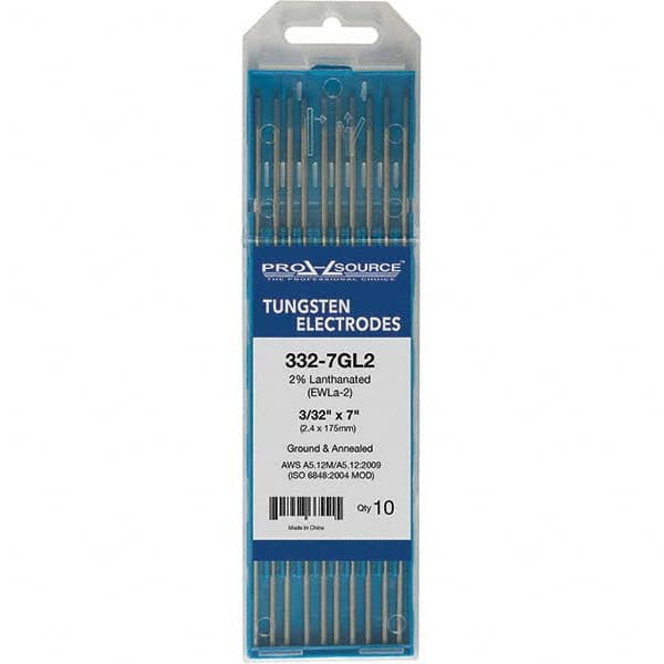 PRO-SOURCE - Tungsten Electrodes Type: 2% Lanthanated Diameter (Inch): 3/32 - Apex Tool & Supply