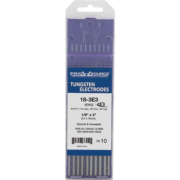 PRO-SOURCE - Tungsten Electrodes Type: E3 Diameter (Inch): 1/8 - Apex Tool & Supply