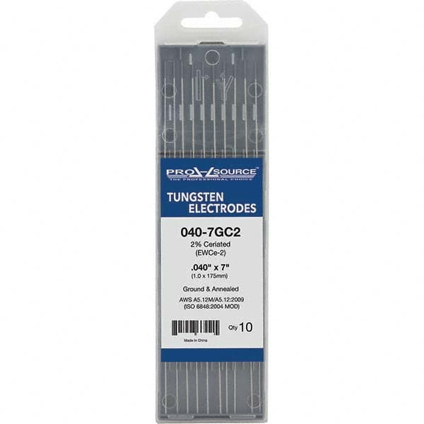 PRO-SOURCE - Tungsten Electrodes Type: 2% Ceriated Diameter (Inch): 0.040 - Apex Tool & Supply