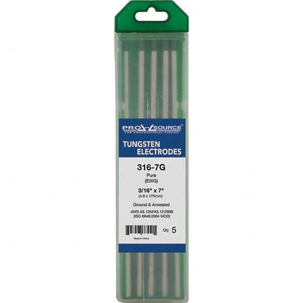 PRO-SOURCE - Tungsten Electrodes Type: Pure Diameter (Inch): 3/16 - Apex Tool & Supply
