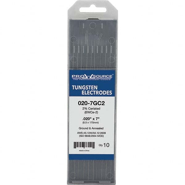 PRO-SOURCE - Tungsten Electrodes Type: 2% Ceriated Diameter (Inch): 0.020 - Apex Tool & Supply