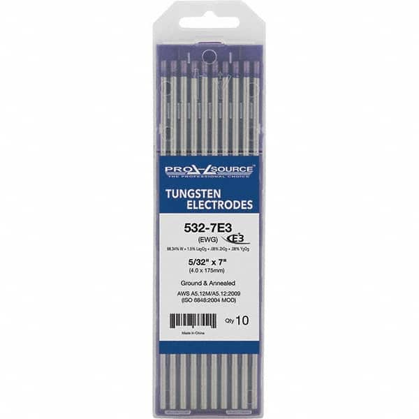 PRO-SOURCE - Tungsten Electrodes Type: E3 Diameter (Inch): 5/32 - Apex Tool & Supply