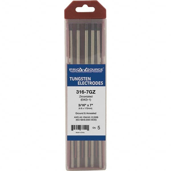 PRO-SOURCE - Tungsten Electrodes Type: Zirconiated Diameter (Inch): 3/16 - Apex Tool & Supply