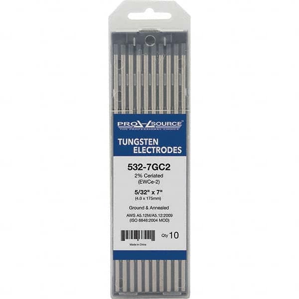 PRO-SOURCE - Tungsten Electrodes Type: 2% Ceriated Diameter (Inch): 5/32 - Apex Tool & Supply