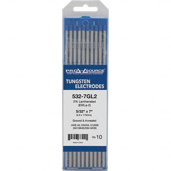 PRO-SOURCE - Tungsten Electrodes Type: 2% Lanthanated Diameter (Inch): 5/32 - Apex Tool & Supply