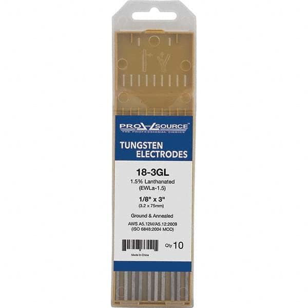 PRO-SOURCE - Tungsten Electrodes Type: 1.5% Lanthanated Diameter (Inch): 1/8 - Apex Tool & Supply