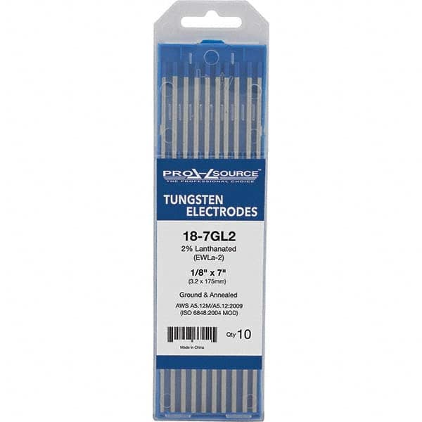 PRO-SOURCE - Tungsten Electrodes Type: 2% Lanthanated Diameter (Inch): 1/8 - Apex Tool & Supply