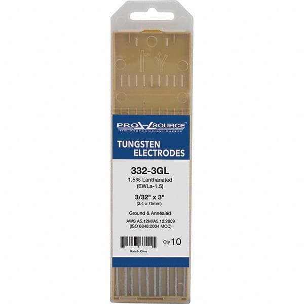 PRO-SOURCE - Tungsten Electrodes Type: 1.5% Lanthanated Diameter (Inch): 3/32 - Apex Tool & Supply