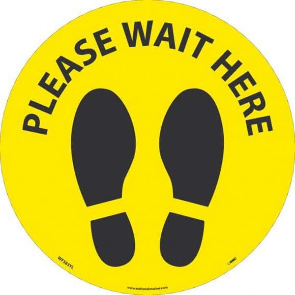 NMC - "Please Wait Here" Adhesive-Backed Floor Sign - Apex Tool & Supply