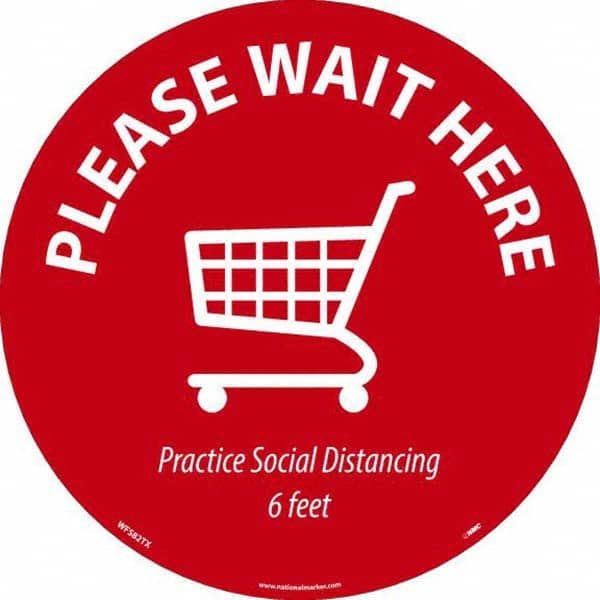 NMC - "Please Wait Here" Adhesive-Backed Floor Sign - Apex Tool & Supply
