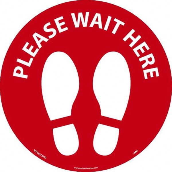 NMC - "Please Wait Here" Adhesive-Backed Floor Sign - Apex Tool & Supply